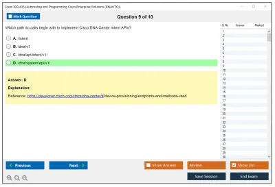 Cisco 300-435 Automating Cisco Enterprise Solutions (ENAUTO) Practice test exam simulator test engine exam Prep practice test questions answers Image 9