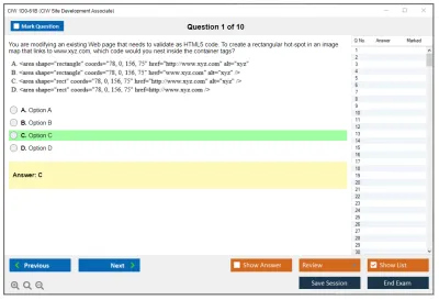 CIW 1D0-61B Site Development Associate Practice test exam simulator test engine exam Prep practice test questions answers Image 1
