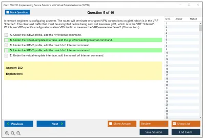 Cisco 300-730 Implementing Secure Solutions with Virtual Private Networks (SVPN) Practice test exam simulator test engine exam Prep practice test questions answers Image 5