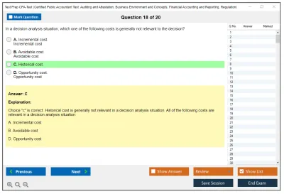 Test Prep CPA-Test Certified Public Accountant Test: Auditing and Attestation, Business Environment and Concepts, Financial Accounting and Reporting, Regulation Practice test exam simulator test engine exam Prep practice test questions answers Image 18