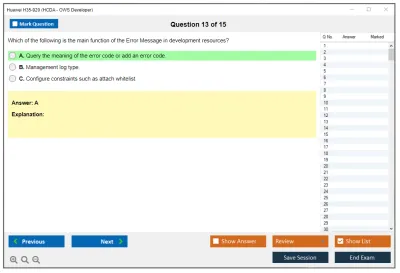 Huawei H35-920 HCDA - OWS Developer Practice test exam simulator test engine exam Prep practice test questions answers Image 13