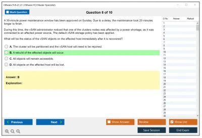 VMware 5V0-21.21 VMware HCI Master Specialist Practice test exam simulator test engine exam Prep practice test questions answers Image 8