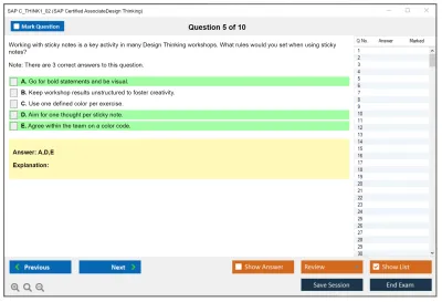 SAP C_THINK1_02 SAP Certified Associate - Design Thinking Practice test exam simulator test engine exam Prep practice test questions answers Image 5