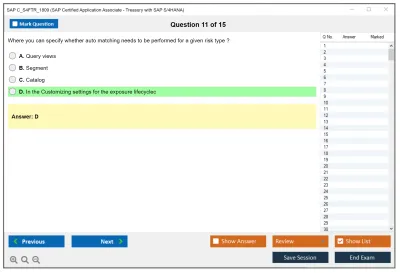 SAP C_S4FTR_1809 SAP Certified Application Associate - Treasury with SAP S/4HANA Practice test exam simulator test engine exam Prep practice test questions answers Image 11