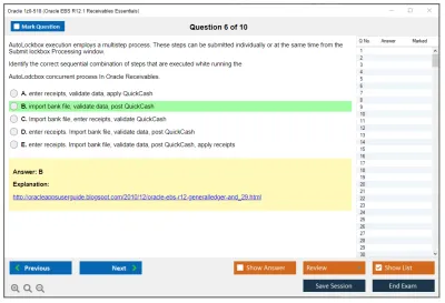 Oracle 1z0-518 Oracle EBS R12.1 Receivables Essentials Practice test exam simulator test engine exam Prep practice test questions answers Image 6