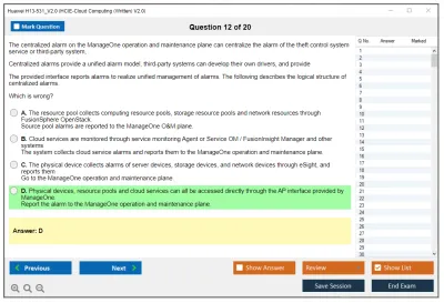 Huawei H13-531_V2.0 HCIE-Cloud Computing (Written) V2.0 Practice test exam simulator test engine exam Prep practice test questions answers Image 12
