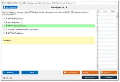 SAP C_TADM55a_75 SAP Certified Technology Associate - System Administration (SAP HANA) with SAP NetWeaver 7.5 Practice test exam simulator test engine exam Prep practice test questions answers Image 8