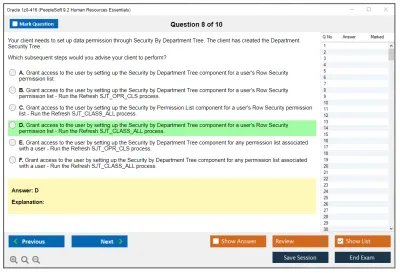Oracle 1z0-416 PeopleSoft 9.2 Human Resources Essentials Practice test exam simulator test engine exam Prep practice test questions answers Image 8