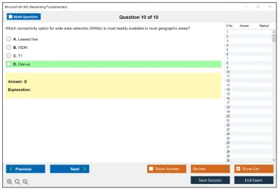 Microsoft 98-366 Networking Fundamentals Practice test exam simulator test engine exam Prep practice test questions answers Image 10