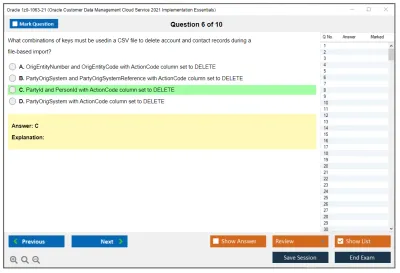 Oracle 1z0-1063-21 Oracle Customer Data Management Cloud Service 2021 Implementation Essentials Practice test exam simulator test engine exam Prep practice test questions answers Image 6
