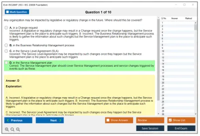 Exin ISO20KF ISO / IEC 20000 Foundation Practice test exam simulator test engine exam Prep practice test questions answers Image 1