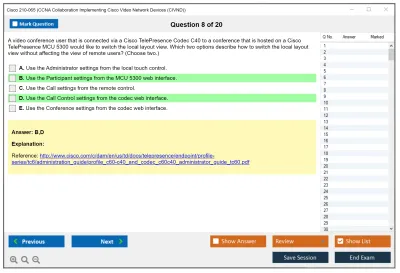 Cisco 210-065 CCNA Collaboration Implementing Cisco Video Network Devices (CIVND) Practice test exam simulator test engine exam Prep practice test questions answers Image 8