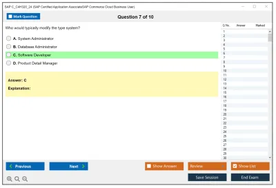 SAP C_C4H320_24 SAP Certified Application AssociateSAP Commerce Cloud Business User Practice test exam simulator test engine exam Prep practice test questions answers Image 7