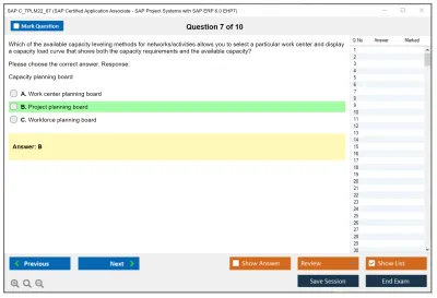 SAP C_TPLM22_67 SAP Certified Associate - SAP Project Systems with SAP ERP 6.0 EHP7 Practice test exam simulator test engine exam Prep practice test questions answers Image 7