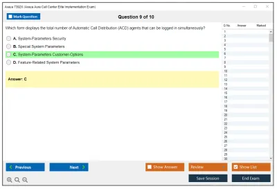 Avaya 7392X Avaya Aura Call Center Elite Implementation Exam Practice test exam simulator test engine exam Prep practice test questions answers Image 9