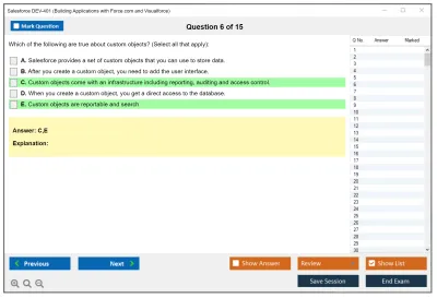 Salesforce DEV-401 Building Applications with Force.com and Visualforce Practice test exam simulator test engine exam Prep practice test questions answers Image 6