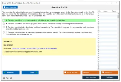 Oracle 1z0-133 Oracle WebLogic Server 12c: Administration I Practice test exam simulator test engine exam Prep practice test questions answers Image 7