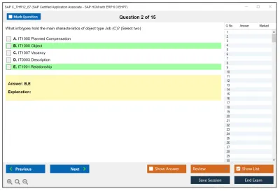 SAP C_THR12_67 SAP Certified Application Associate - SAP HCM with ERP 6.0 EHP7 Practice test exam simulator test engine exam Prep practice test questions answers Image 2