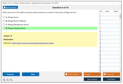 VMware 1V0-701 VMware Certified Associate - Digital Business Transformation (VCA-DBT) Practice test exam simulator test engine exam Prep practice test questions answers Image 6