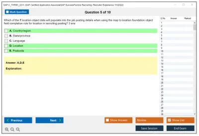 SAP C_THR83_2211 SAP Certified Application AssociateSAP SuccessFactors Recruiting: Recruiter Experience 1H/2022 Practice test exam simulator test engine exam Prep practice test questions answers Image 5