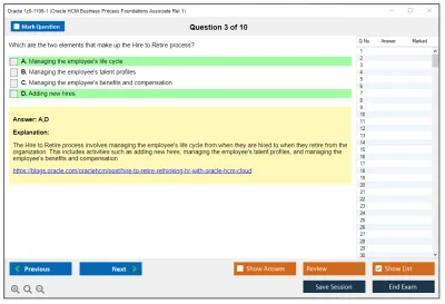 Oracle 1z0-1106-1 Oracle HCM Business Process Foundations Associate Rel 1 Practice test exam simulator test engine exam Prep practice test questions answers Image 3