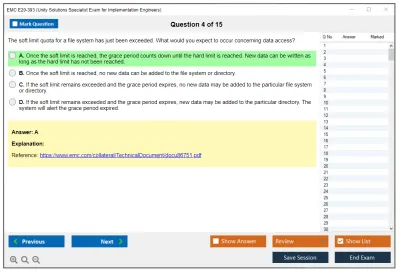 EMC E20-393 Unity Solutions Specialist Exam for Implementation Engineers Practice test exam simulator test engine exam Prep practice test questions answers Image 4