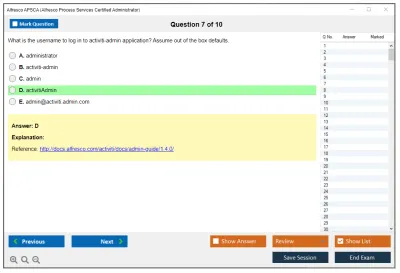Alfresco APSCA Alfresco Process Services Certified Administrator Practice test exam simulator test engine exam Prep practice test questions answers Image 7