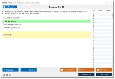EMC E20-575 Specialist-System Administrator, RecoverPoint Version 2.0 Practice test exam simulator test engine exam Prep practice test questions answers Image 3