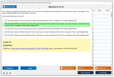Oracle 1z0-343 JD Edwards EnterpriseOne Distribution 9.2 Implementation Essentials Practice test exam simulator test engine exam Prep practice test questions answers Image 6