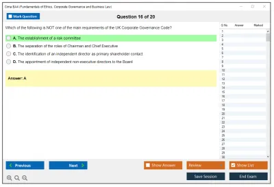Cima BA4 Fundamentals of Ethics, Corporate Governance and Business Law Practice test exam simulator test engine exam Prep practice test questions answers Image 16