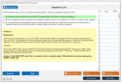 Exin PDPF Privacy and Data Protection Foundation Practice test exam simulator test engine exam Prep practice test questions answers Image 2