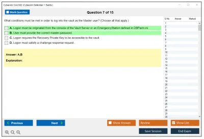 CyberArk CAU302 CyberArk Defender + Sentry Practice test exam simulator test engine exam Prep practice test questions answers Image 7