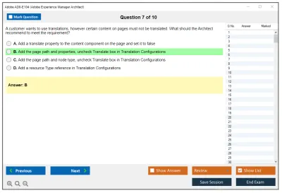 Adobe AD0-E104 Adobe Experience Manager Architect Practice test exam simulator test engine exam Prep practice test questions answers Image 7