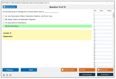 IBM P2090-011 IBM InfoSphere Change Data Capture Technical Mastery Test v2 Practice test exam simulator test engine exam Prep practice test questions answers Image 10