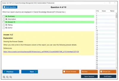 Oracle 1z0-1037-22 Oracle Knowledge Management 2022 Implementation Professional Practice test exam simulator test engine exam Prep practice test questions answers Image 4