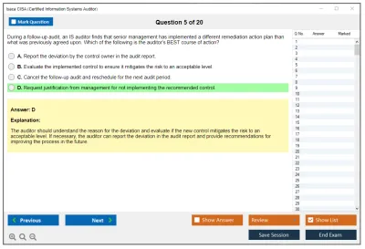 Isaca CISA Certified Information Systems Auditor Practice test exam simulator test engine exam Prep practice test questions answers Image 5