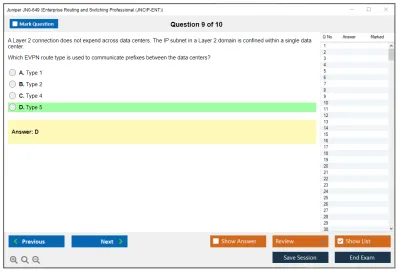 Juniper JN0-649 Enterprise Routing and Switching Professional (JNCIP-ENT) Practice test exam simulator test engine exam Prep practice test questions answers Image 9