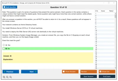 Microsoft 70-740 Installation, Storage, and Compute with Windows Server 2016 Practice test exam simulator test engine exam Prep practice test questions answers Image 15