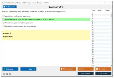 Cisco 646-048 Advanced Routing and Switching for Account Managers – ARSAM Practice test exam simulator test engine exam Prep practice test questions answers Image 7