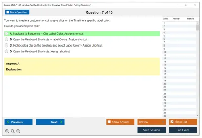 Adobe AD0-C102 Adobe Certified Instructor for Creative Cloud Video Editing Solutions Practice test exam simulator test engine exam Prep practice test questions answers Image 7
