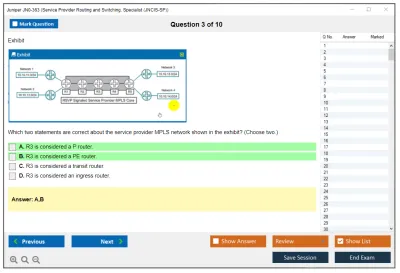 Juniper JN0-363 Service Provider Routing and Switching, Specialist (JNCIS-SP) Practice test exam simulator test engine exam Prep practice test questions answers Image 3