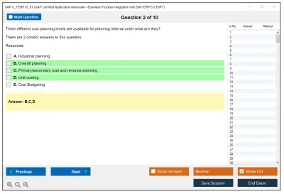 SAP C_TERP10_67 SAP Certified Application Associate - Business Process Integration with SAP ERP 6.0 EhP7 Practice test exam simulator test engine exam Prep practice test questions answers Image 2