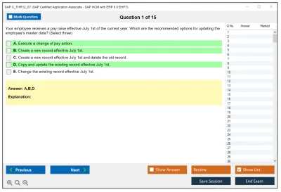 SAP C_THR12_67 SAP Certified Application Associate - SAP HCM with ERP 6.0 EHP7 Practice test exam simulator test engine exam Prep practice test questions answers Image 1