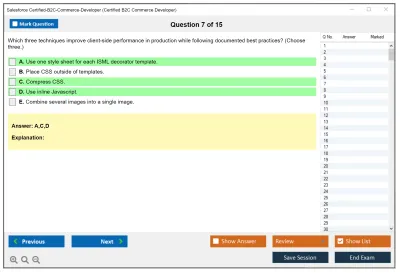 Salesforce Certified-B2C-Commerce-Developer Salesforce Certified B2C Commerce Developer Practice test exam simulator test engine exam Prep practice test questions answers Image 7