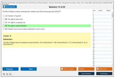 Test Prep CLEP-History-and-Social-Sciences CLEP History and Social Sciences: American Government, Educational Psychology, History of the United States, Macroeconomics, Microeconomics, Psychology Practice test exam simulator test engine exam Prep practice test questions answers Image 15