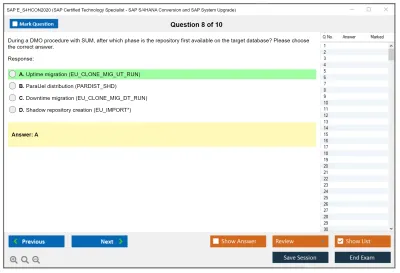 SAP E_S4HCON2020 SAP Certified Technology Specialist - SAP S/4HANA Conversion and SAP System Upgrade Practice test exam simulator test engine exam Prep practice test questions answers Image 8