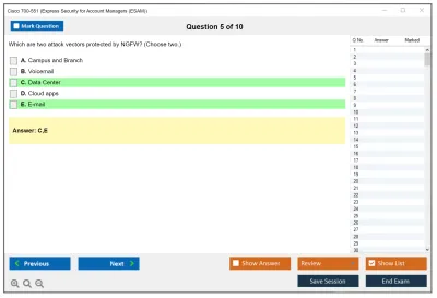 Cisco 700-551 Express Security for Account Managers (ESAM) Practice test exam simulator test engine exam Prep practice test questions answers Image 5