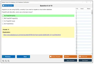 Alibaba Cloud ACA-Database ACA Database Certification Practice test exam simulator test engine exam Prep practice test questions answers Image 8