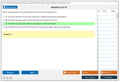 ACFE CFE-Fraud-Prevention-and-Deterrence Certified Fraud Examiner - Fraud Prevention and Deterrence Exam Practice test exam simulator test engine exam Prep practice test questions answers Image 6