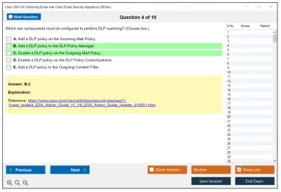 Cisco 300-720 Securing Email with Cisco Email Security Appliance (300-720 SESA) Practice test exam simulator test engine exam Prep practice test questions answers Image 4